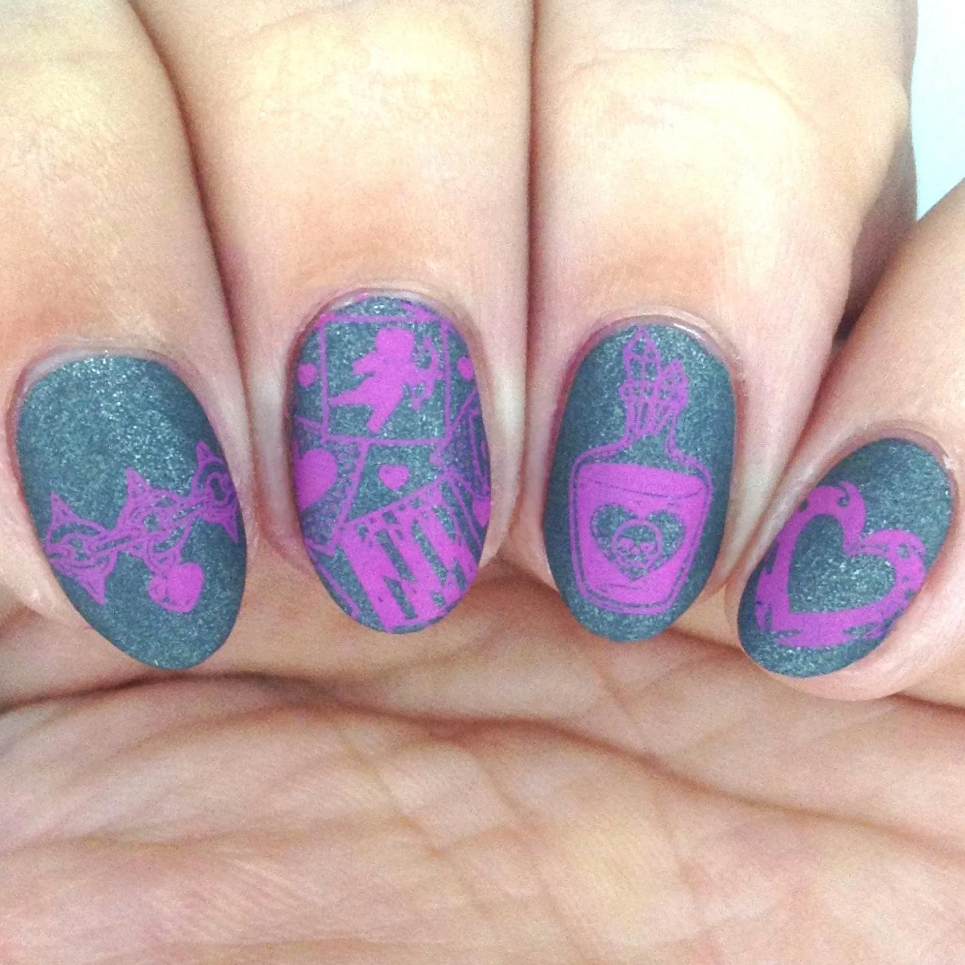 Spikes (B464) - Metallic Dark Gray Stamping Polish