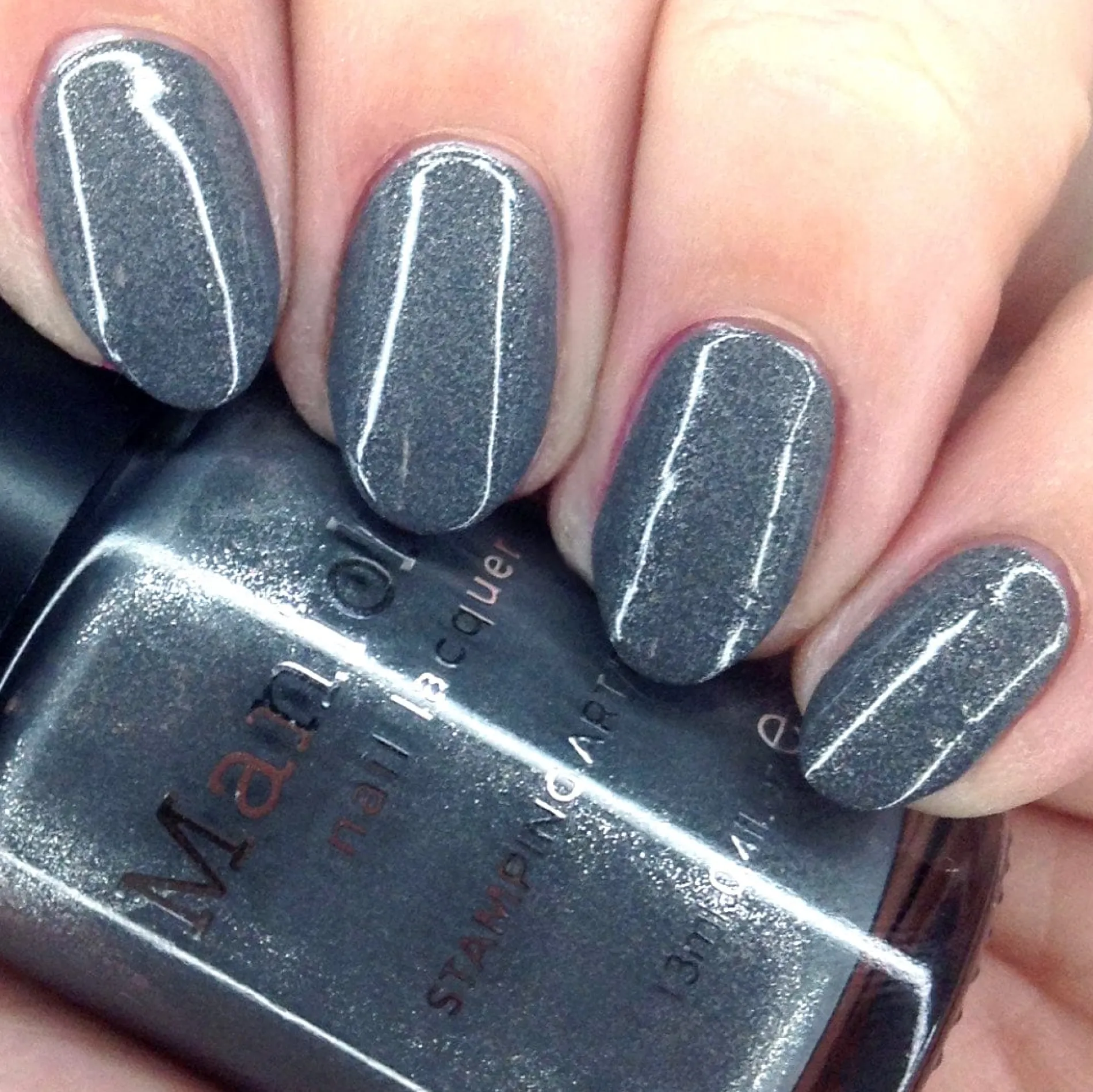 Spikes (B464) - Metallic Dark Gray Stamping Polish