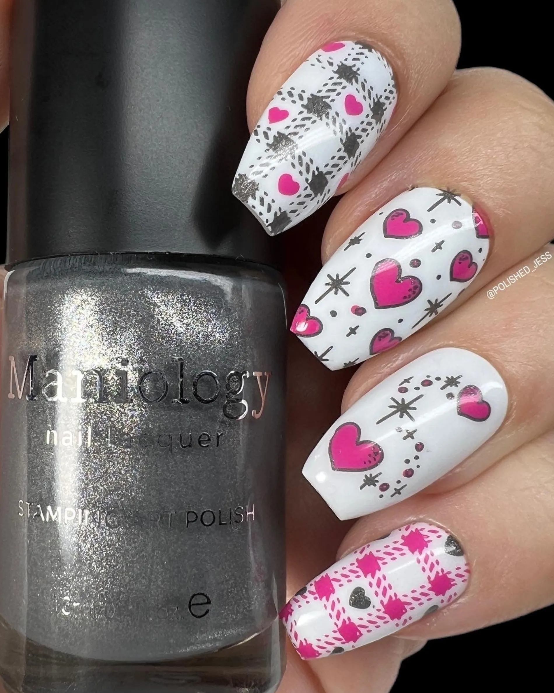 Spikes (B464) - Metallic Dark Gray Stamping Polish