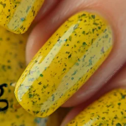 Spring Sonata: Dandelion (P126) - Mustard with Glitter Flakies Nail Polish