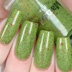 Spring Sonata: Grassy Patch (P127) - Green w/Glitter Flakies Nail Polish