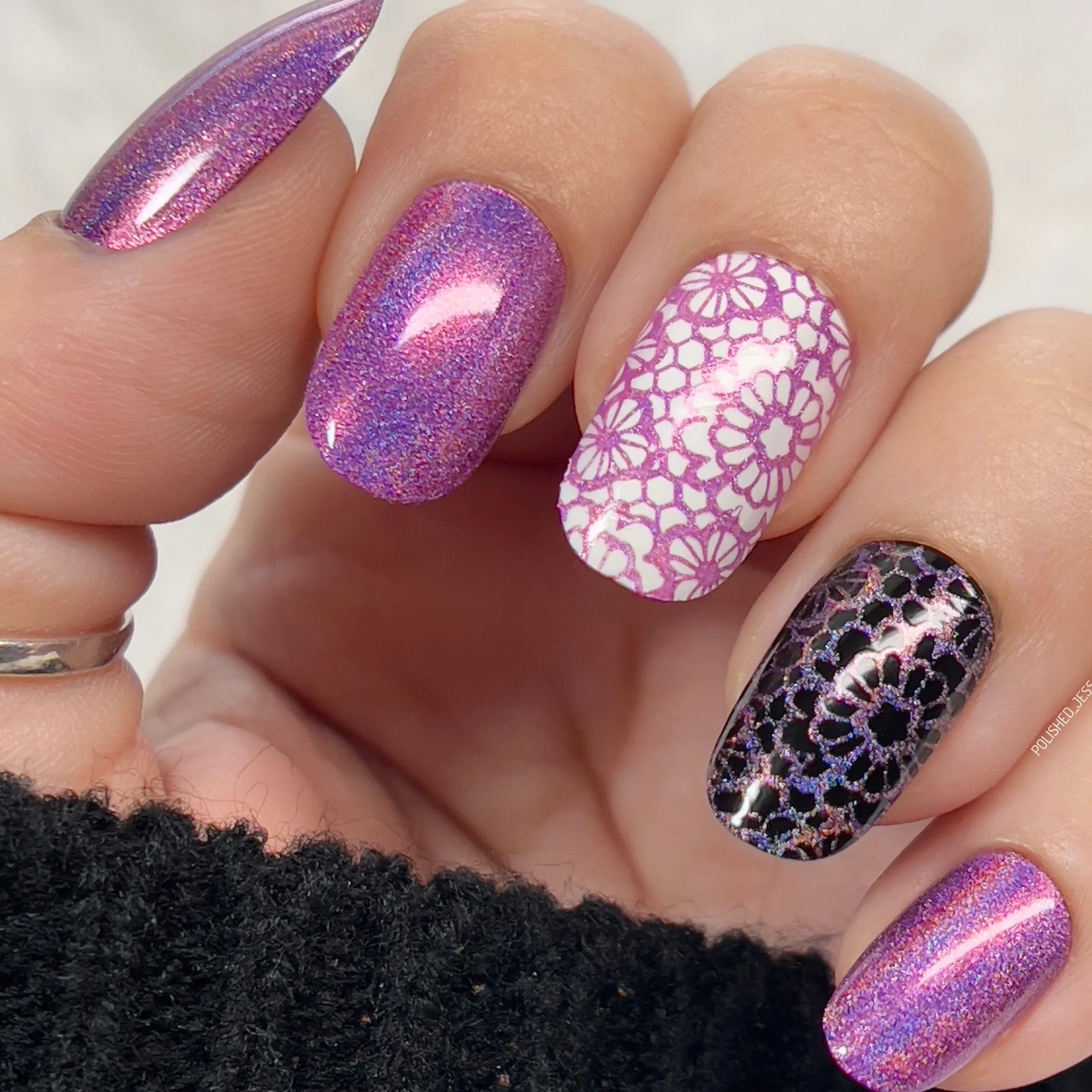 Thriller (B348) - Holographic Fuchsia Stamping Polish