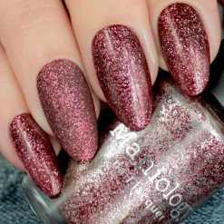 Tinseltown: Fame (P141) - Semi Sheer Dark Red with Glitter Nail Polish