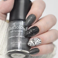 UFO (B573) - Dark Gray with Silver Glitter Stamping Polish