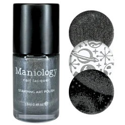 UFO (B573) - Dark Gray with Silver Glitter Stamping Polish