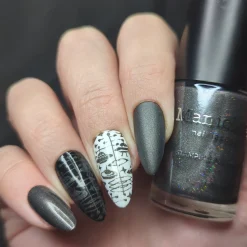 UFO (B573) - Dark Gray with Silver Glitter Stamping Polish