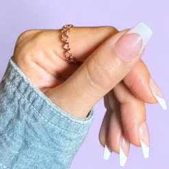 White Tie Press On Nails - Short Coffin