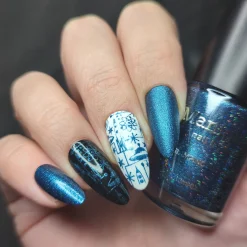 Zero Gravity (B574) - Metallic Blue with Holo Glitter Stamping Polish